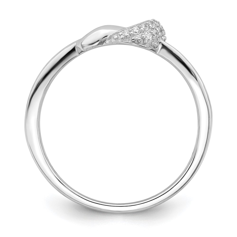Sterling Silver Polished Rhodium-plated CZ Knot Ring (QR7270-8)
