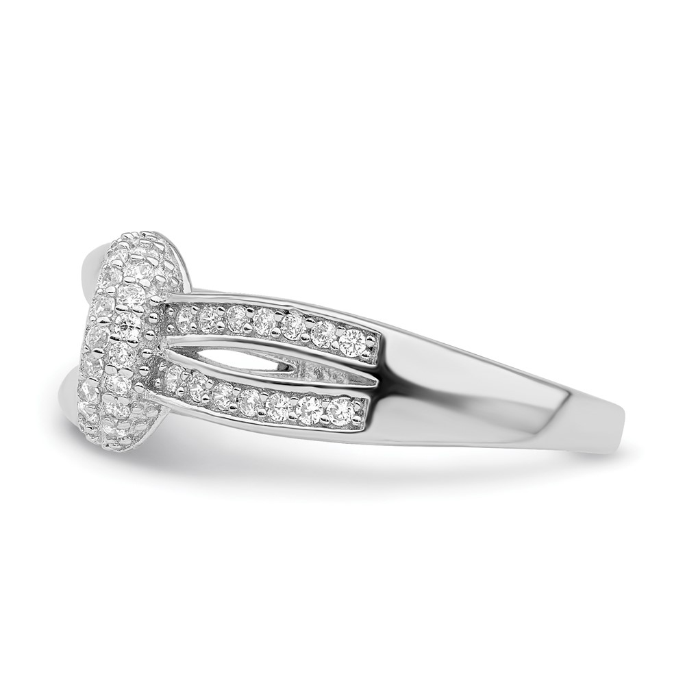 Sterling Silver Polished Rhodium-plated CZ Knot Ring (QR7270-8)
