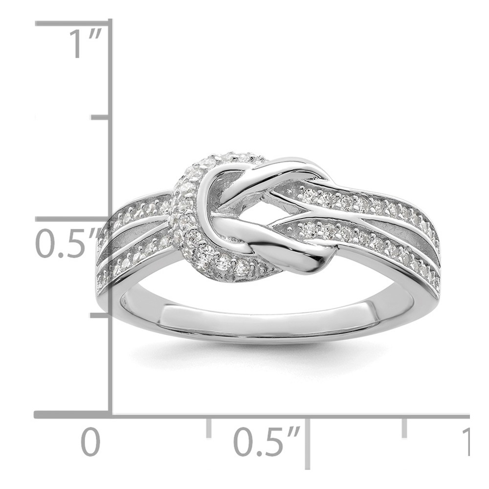 Sterling Silver Polished Rhodium-plated CZ Knot Ring (QR7270-8)