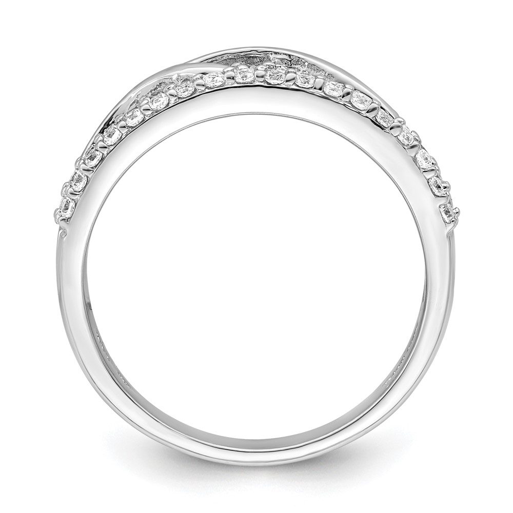 Sterling Silver Rhodium-plated CZ Twist Ring (QR7285-7)