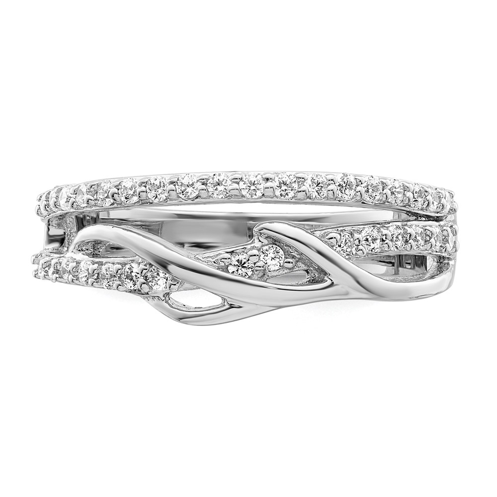 Sterling Silver Rhodium-plated CZ Twist Ring (QR7285-7)