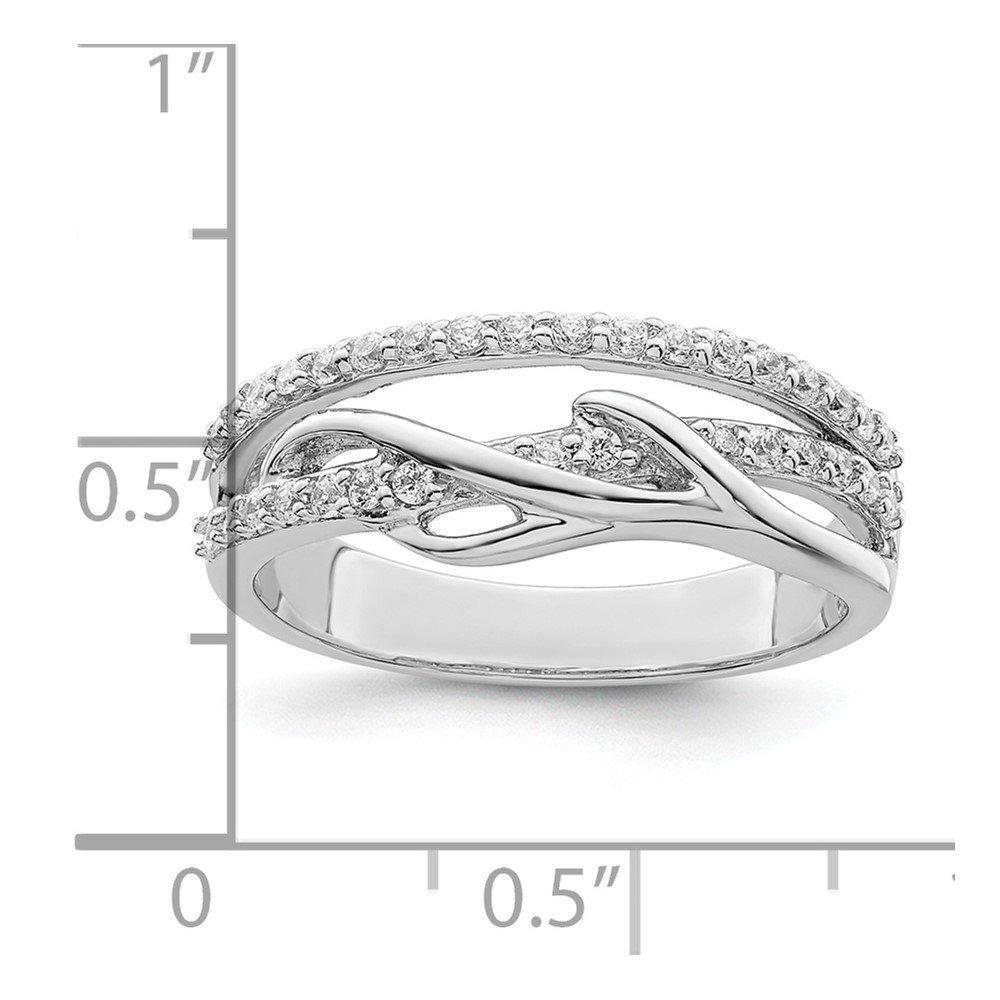 Sterling Silver Rhodium-plated CZ Twist Ring (QR7285-7)