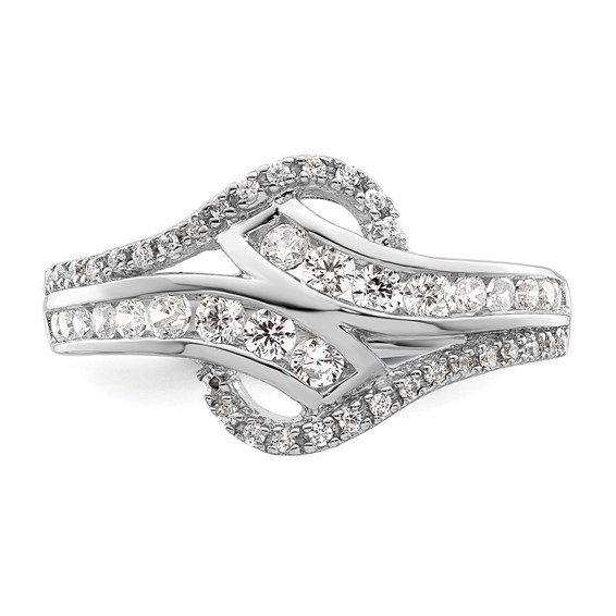 Sterling Silver Rhodium-plated Twist CZ Ring