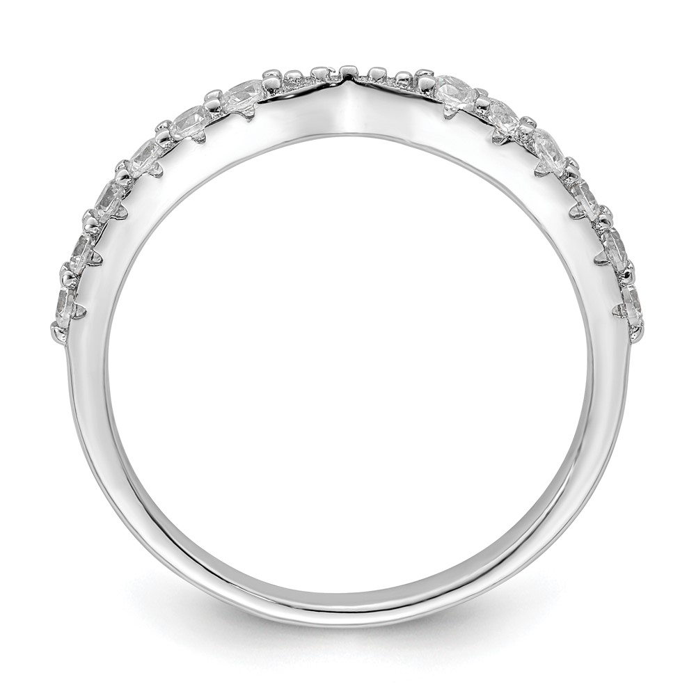 Sterling Silver Polished Rhodium-plated CZ Trio 3 Ring Set (QR7301-8)