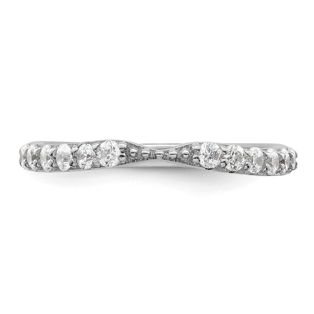 Sterling Silver Polished Rhodium-plated CZ Trio 3 Ring Set (QR7301-8)