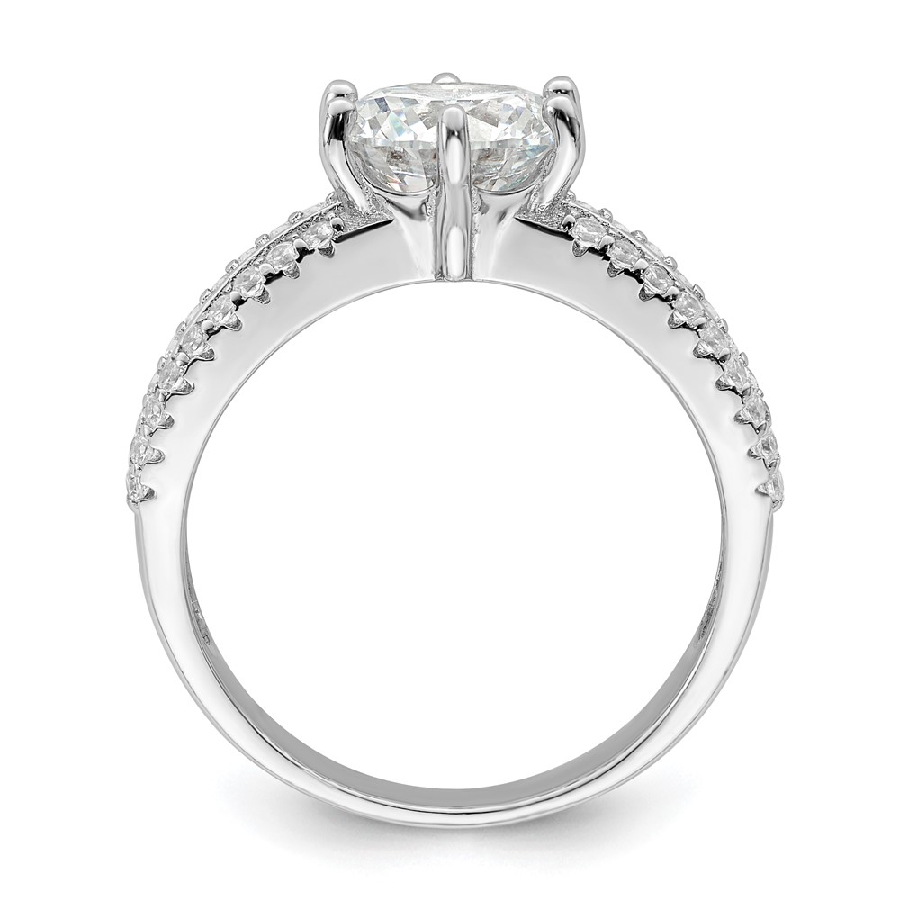 Sterling Silver Polished Rhodium-plated CZ Trio 3 Ring Set (QR7301-8)