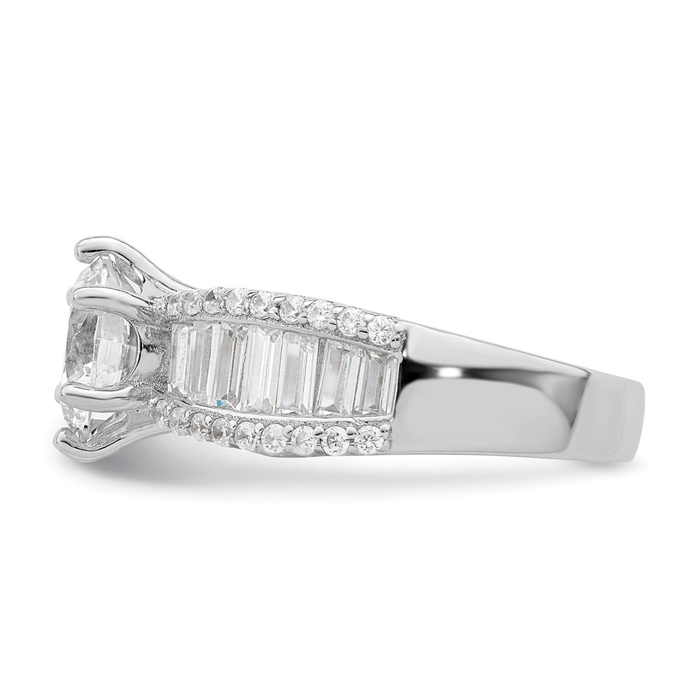Sterling Silver Polished Rhodium-plated CZ Trio 3 Ring Set (QR7301-8)