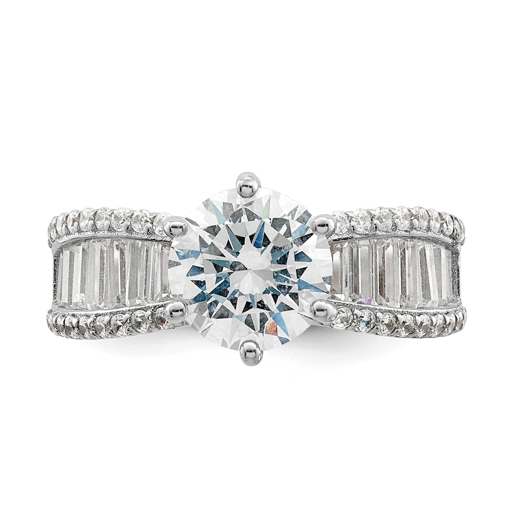Sterling Silver Polished Rhodium-plated CZ Trio 3 Ring Set (QR7301-8)