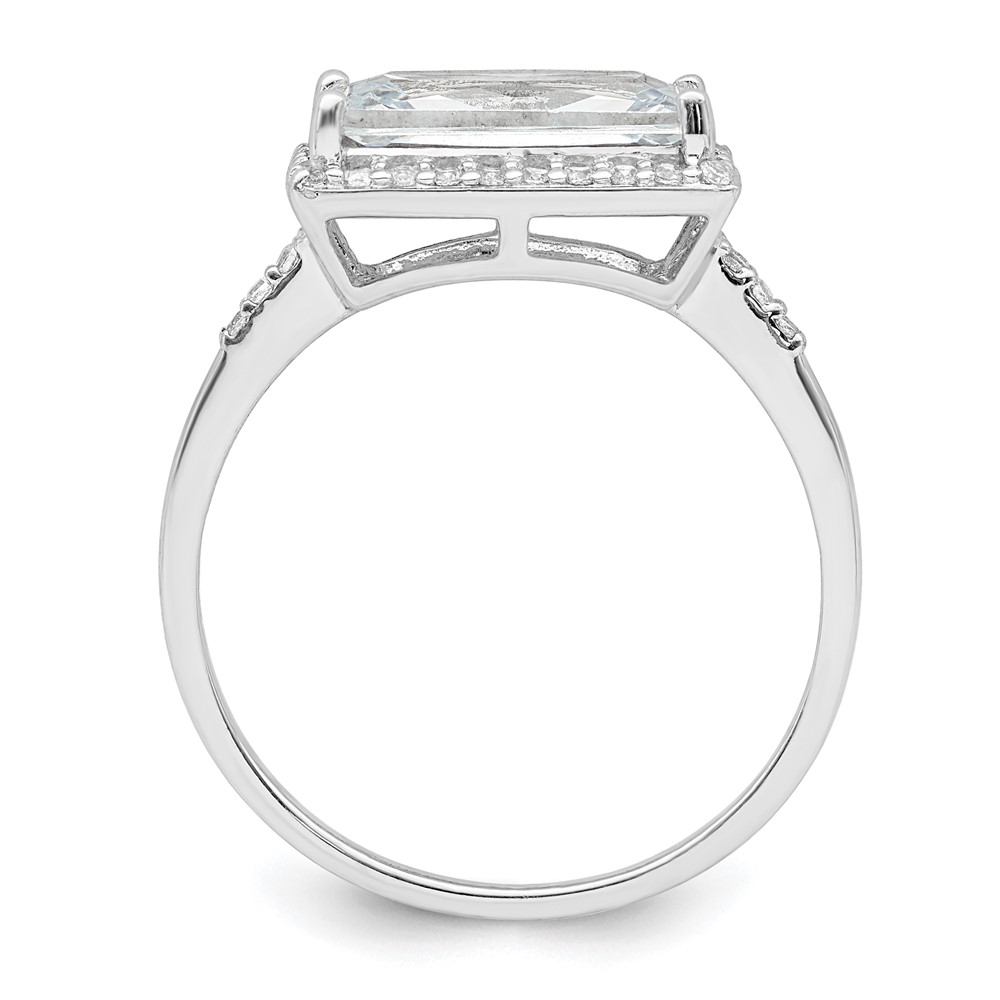 Sterling Silver Rhodium-plated Rectangular Shaped Halo CZ Ring (QR7312-8)