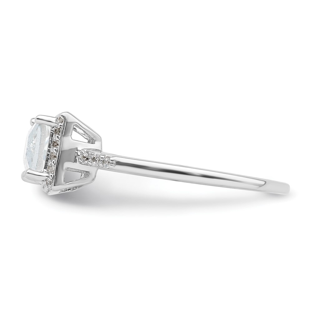 Sterling Silver Rhodium-plated Rectangular Shaped Halo CZ Ring (QR7312-8)