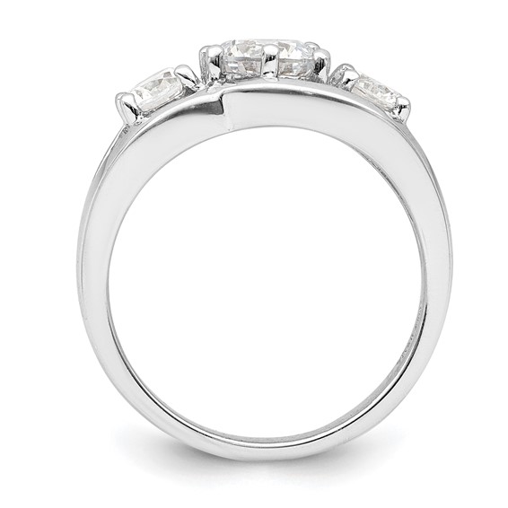Sterling Silver Rhodium-plated Three Stone Twist CZ Ring