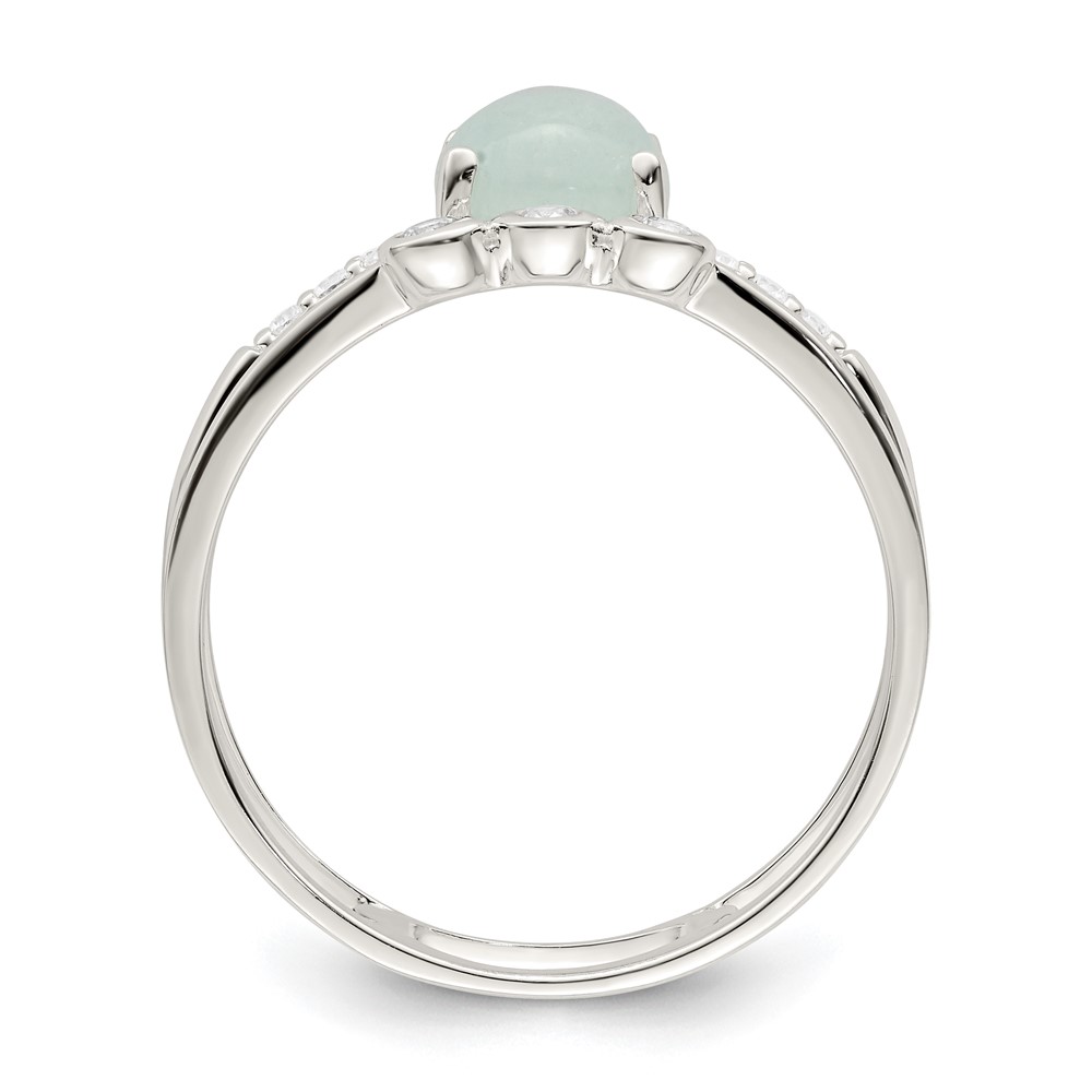 Sterling Silver Polished CZ and Light Blue Quartzite Double Ring (QR7336-8)