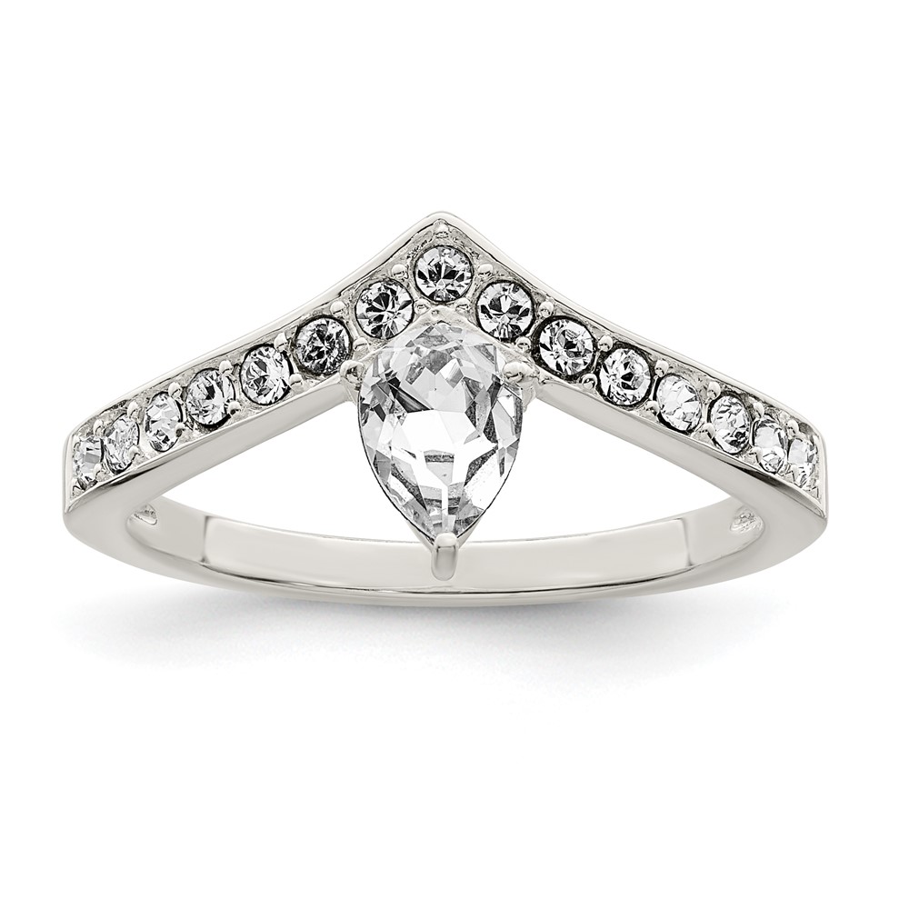 Sterling Silver CZ & Chinese Crystal Teardrop Ring (QR7341-6)