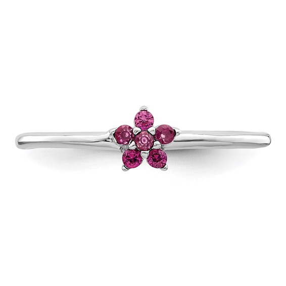 Sterling Silver Rhodium-plated CZ Flower Rings