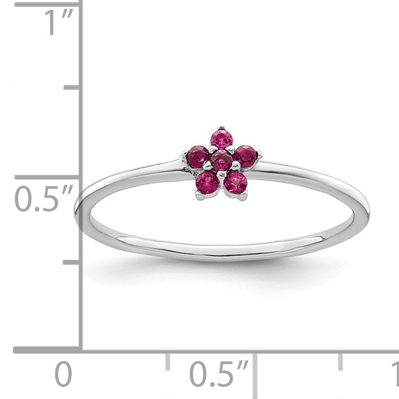 Sterling Silver Rhodium-plated CZ Flower Rings