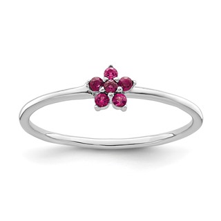 Sterling Silver Rhodium-plated CZ Flower Rings