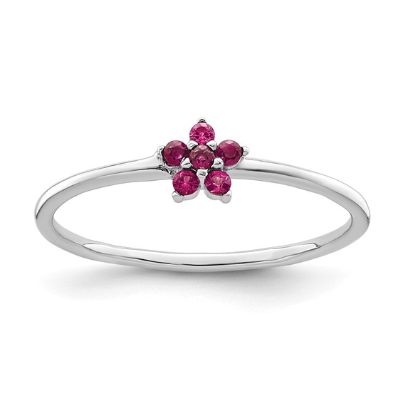 Sterling Silver Rhodium-plated CZ Flower Rings