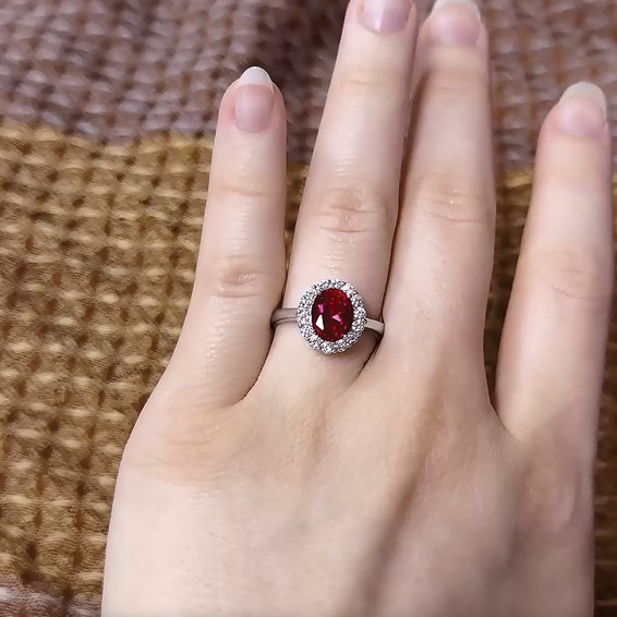 Sterling Silver Polished Rhodium-plated Red and Clear CZ Ring