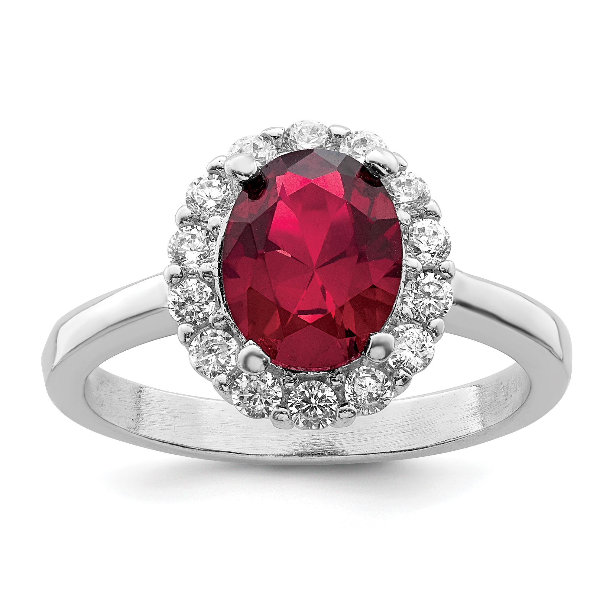 Sterling Silver Polished Rhodium-plated Red and Clear CZ Ring (QR7359-6)