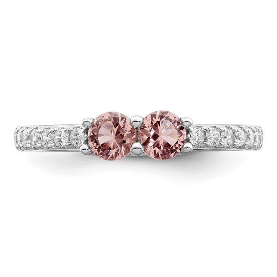 Sterling Silver Rhodium-plated Pink CZ Ring