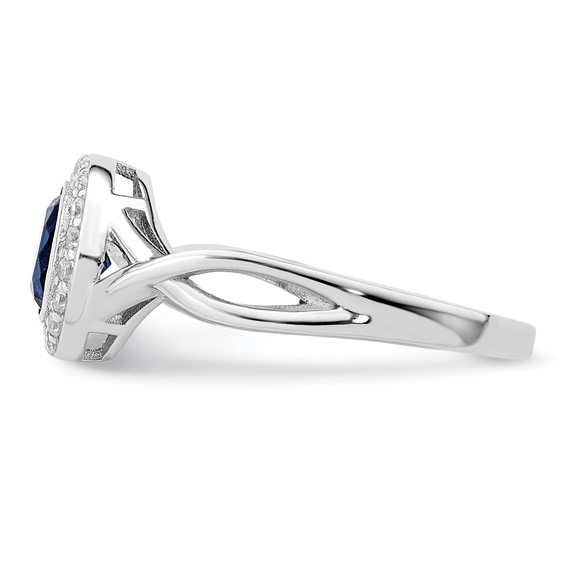 Sterling Silver Rhodium-plated CZ and Glass Stone Ring