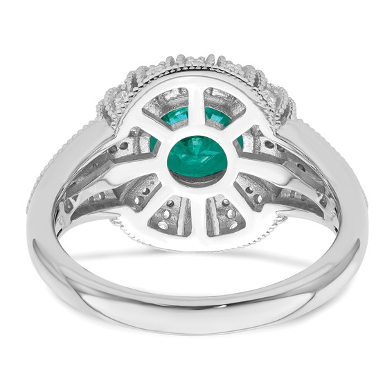 Sterling Silver Rhodium-plated Clear and Teal CZ Vintage Style Ring