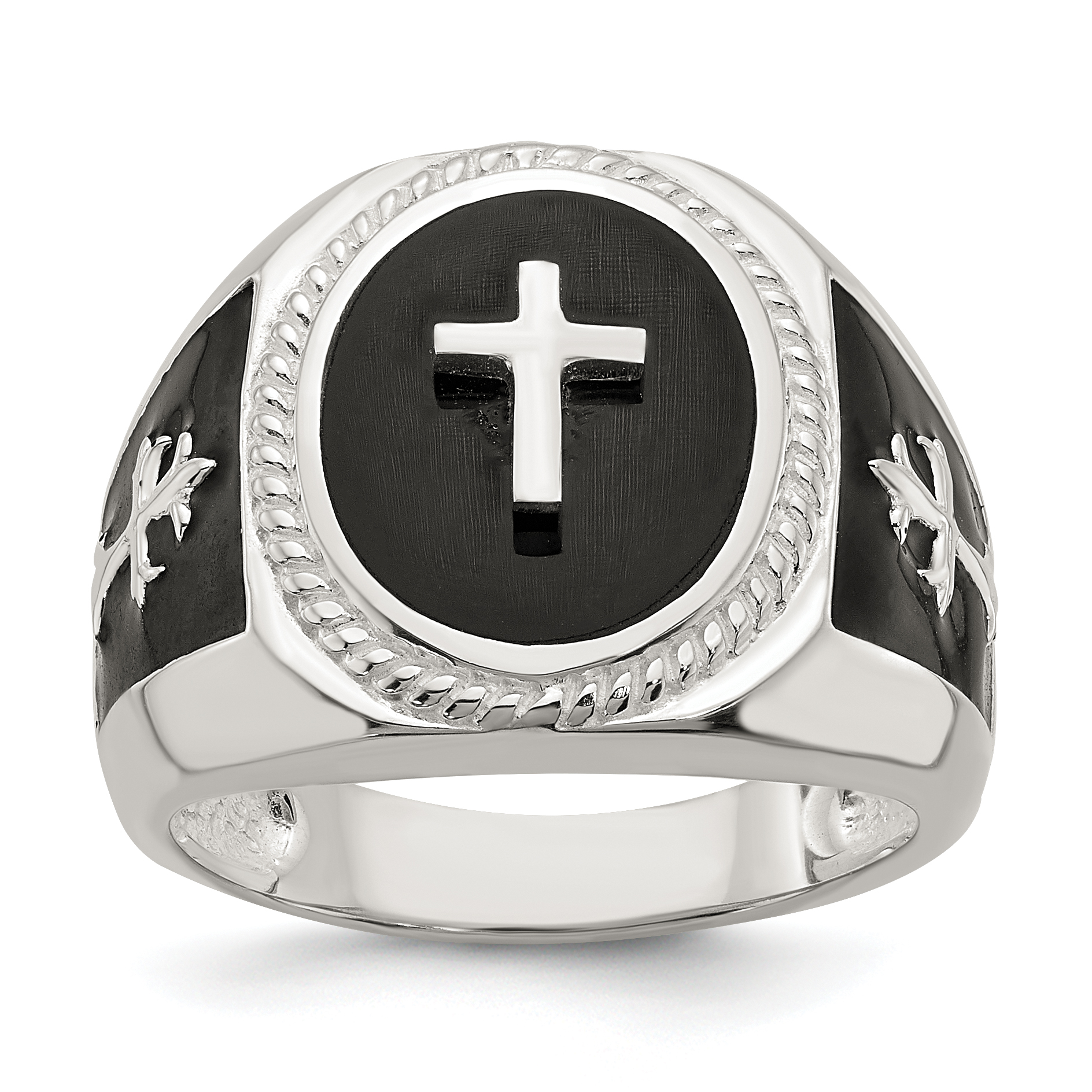 Sterling Silver Black Agate Ring (QR7405-10)