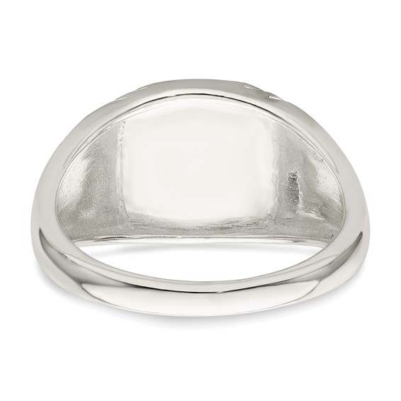 Sterling Silver Black Enameled Mens Skull and Crossbones Ring