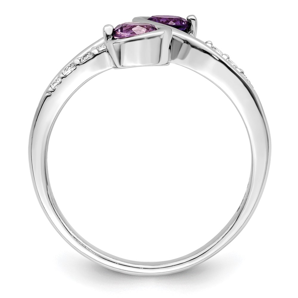 SterlingSilver Rhod-plated .6t.w. Amethyst & White Topaz Swirl Ring (QR7413AM-8)