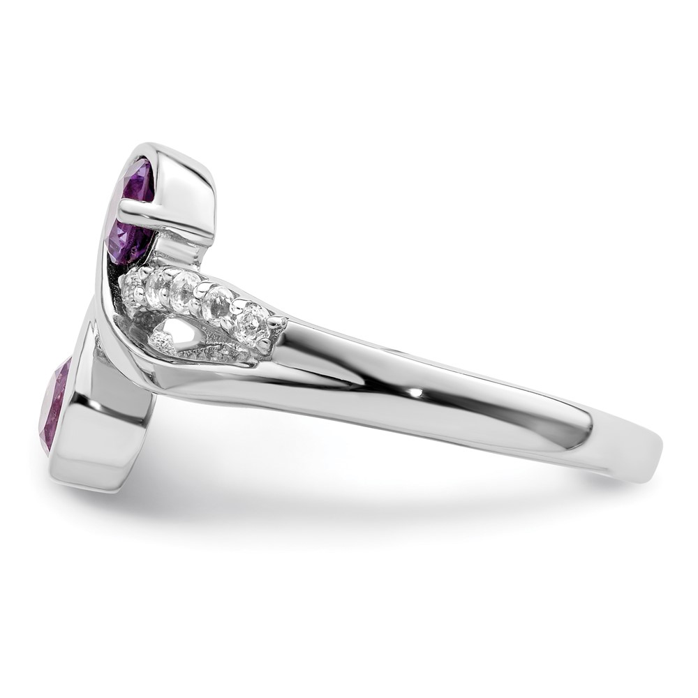 SterlingSilver Rhod-plated .6t.w. Amethyst & White Topaz Swirl Ring (QR7413AM-8)