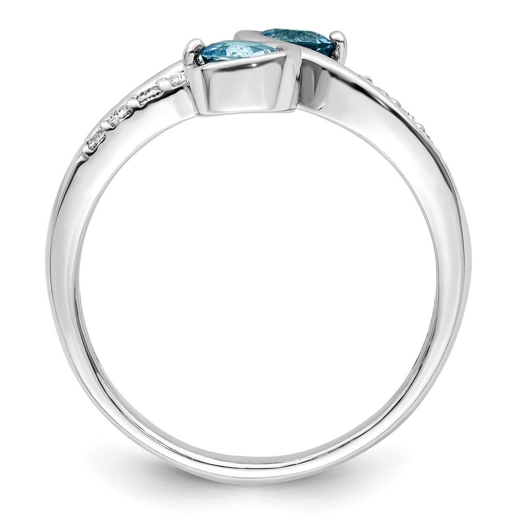 Sterling Silver Rhod-plated .8t.w. LSBT/White Topaz Swirl Ring (QR7413BT-7)