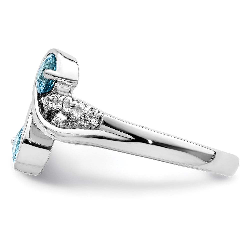 Sterling Silver Rhod-plated .8t.w. LSBT/White Topaz Swirl Ring (QR7413BT-7)