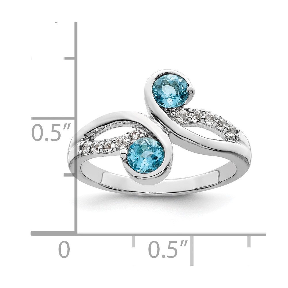 Sterling Silver Rhod-plated .8t.w. LSBT/White Topaz Swirl Ring (QR7413BT-7)