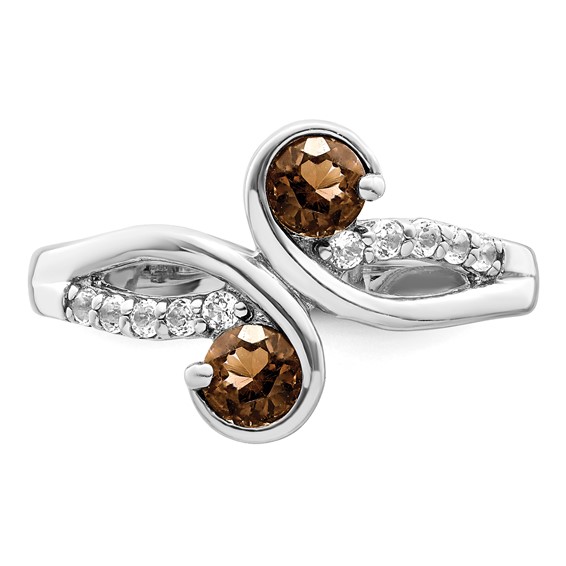 Sterling Silver Gemstone & White Topaz Swirl Rings