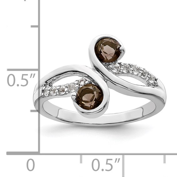 Sterling Silver Gemstone & White Topaz Swirl Rings