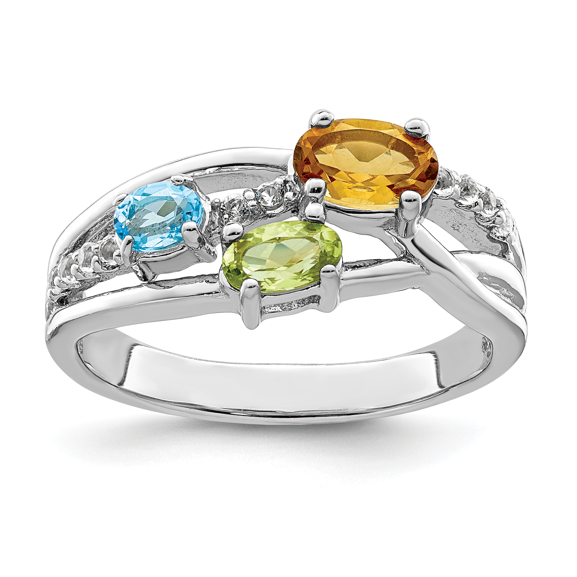 Sterling Silver RH-plated 1.09t.w. CI/PE/LSBT/WT Ring (QR7415RB-8)