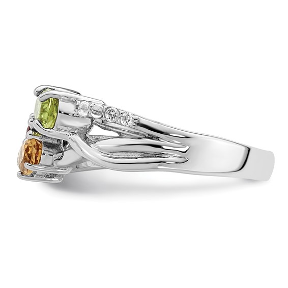 Sterling Silver RH-plated 1.08t.w. PE/CI/GA/WT Ring