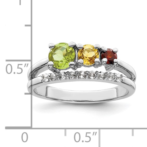 Sterling Silver RH-plated 1.02t.w. PE/CI/GA/WT Bypass Ring