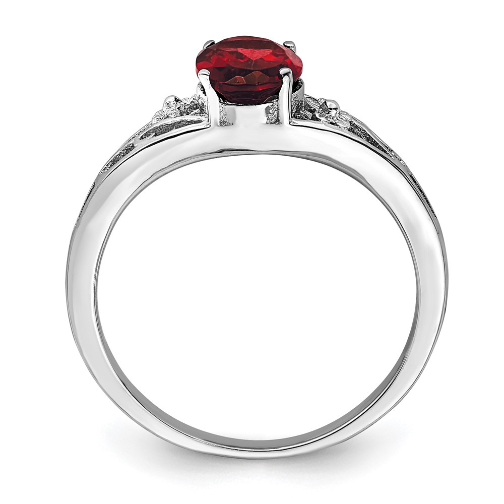 Sterling Silver Rhodium-plated Garnet Ring (QR742-7)
