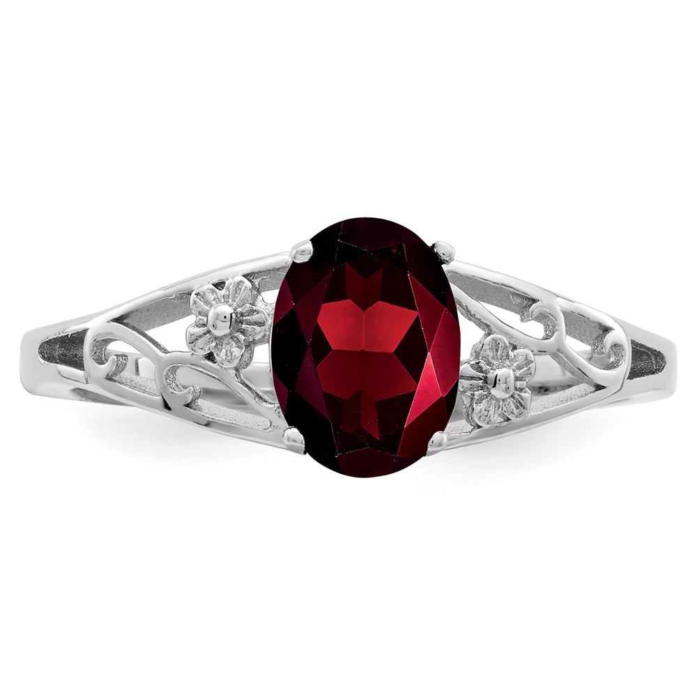 Sterling Silver Rhodium-plated Garnet Ring (QR742-7)