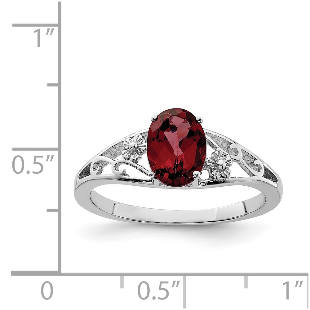 Sterling Silver Rhodium-plated Garnet Ring (QR742-7)