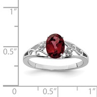 Sterling Silver Rhodium-plated Garnet Ring view 3