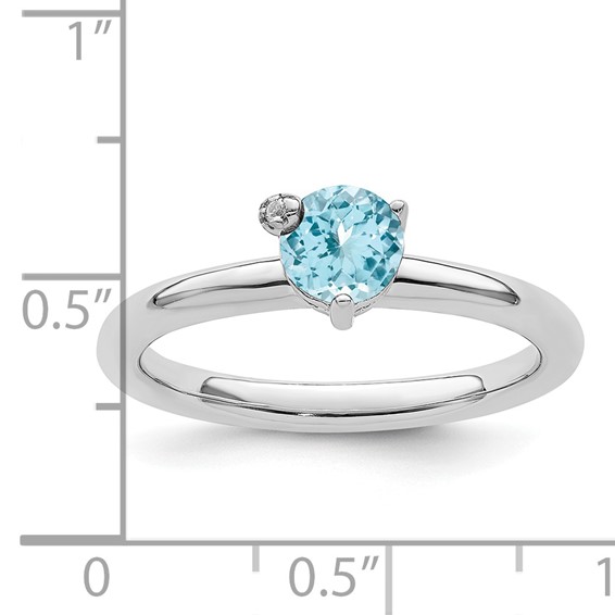 Sterling Silver Rhodium-plated Polished LS Blue Topaz & White Topaz Ring