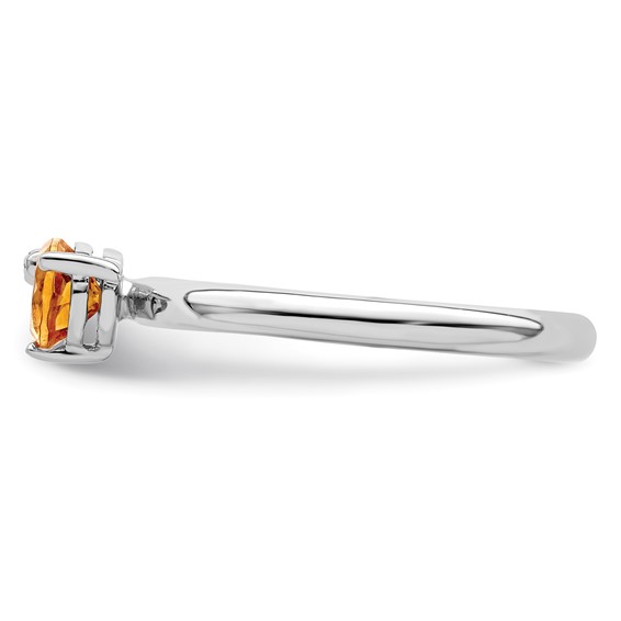 Sterling Silver Rhodium-plated Polished Circle Citrine & White Topaz Ring
