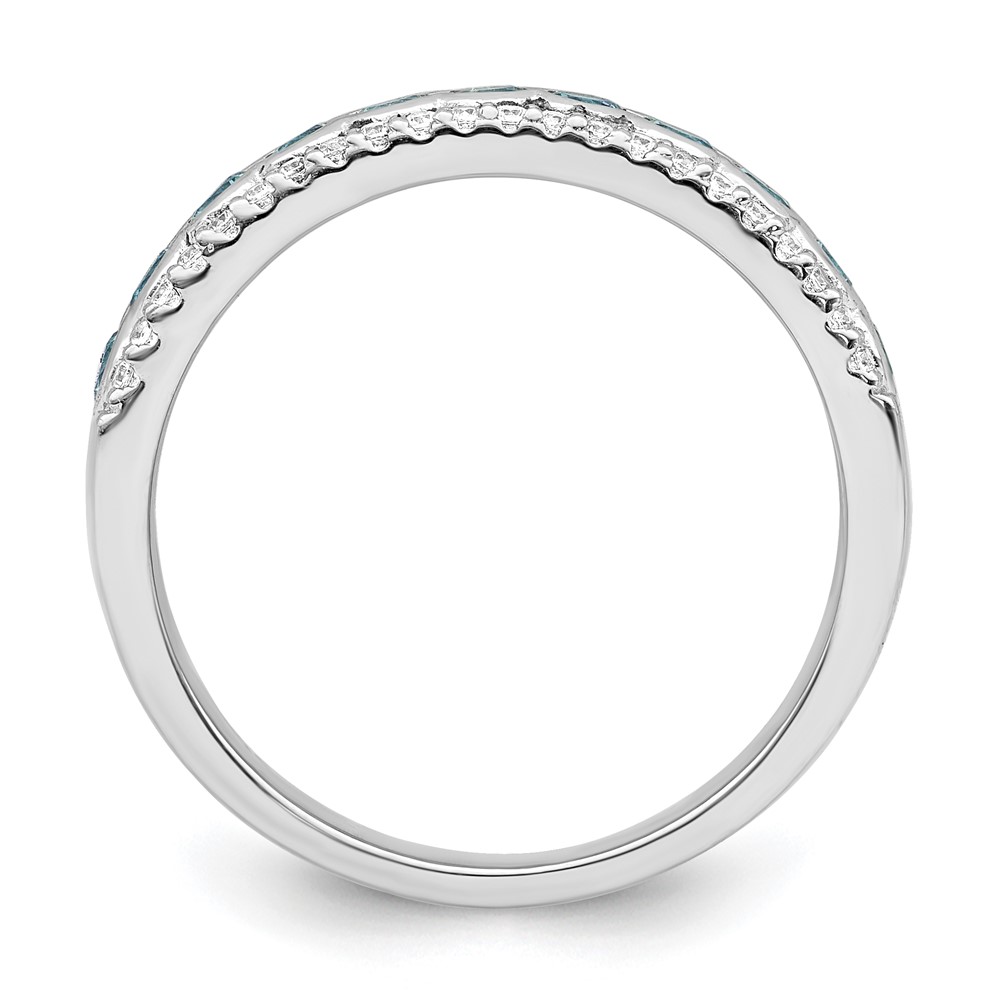 Sterling Silver Rhodium plated Aqua & White CZ Band (QR7425-6)