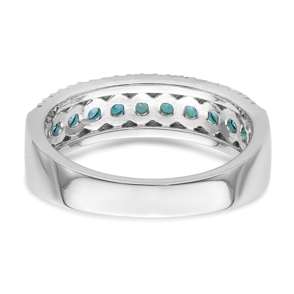 Sterling Silver Rhodium plated Aqua & White CZ Band (QR7425-6)