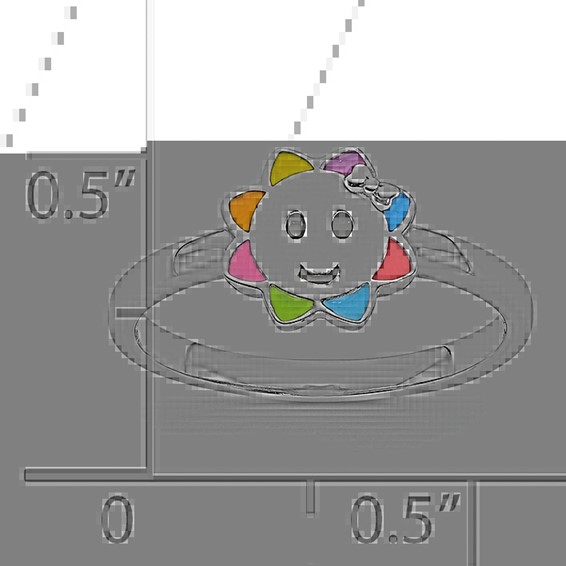 Sterling Silver RH-plated Multi-color Enameled Smiling Sun Children's Ring