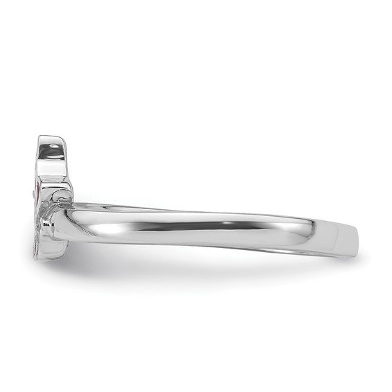 Sterling Silver Rhodium-plated Multi-color Enameled Cat Children's Ring