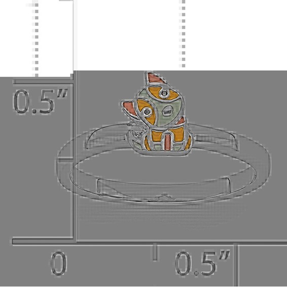 Sterling Silver Rhodium-plated Multi-color Enameled Dog Children's Ring