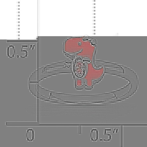 Sterling Silver Rhodium-plated Pink Enamel & CZ Dinosaur Children's Ring